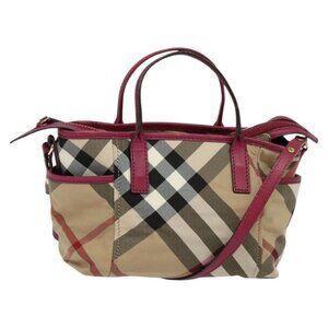 BURBERRY Nova Check Hand Bag Canvas 2way Beige Auth BA1794